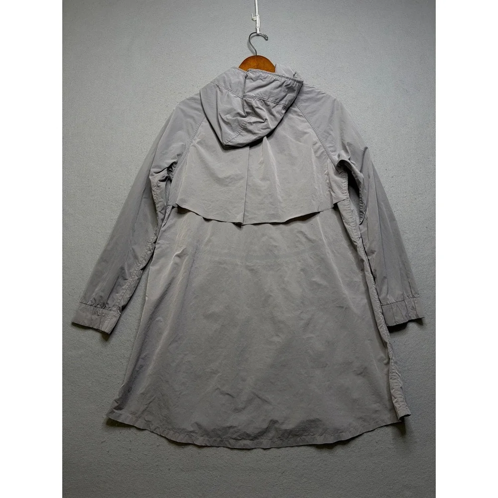 Lululemon Here to Move Jacket Women 4 Grey Long Hooded Parka Rain Windbreaker
